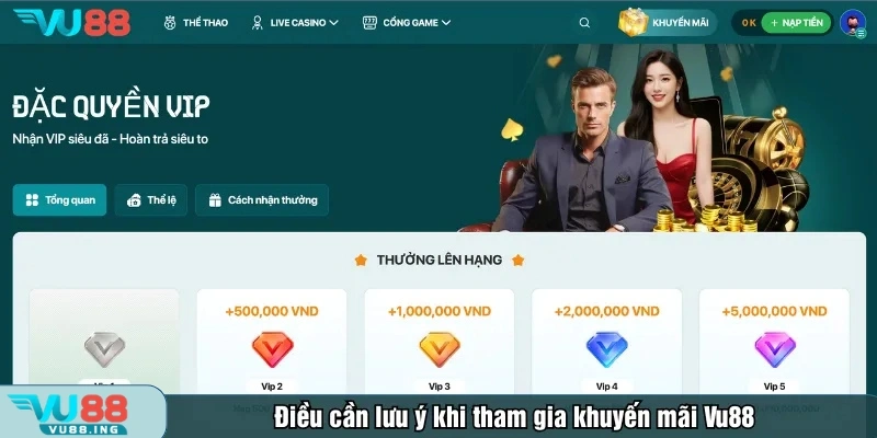 Điều cần lưu ý khi tham gia khuyến mãi Vu88