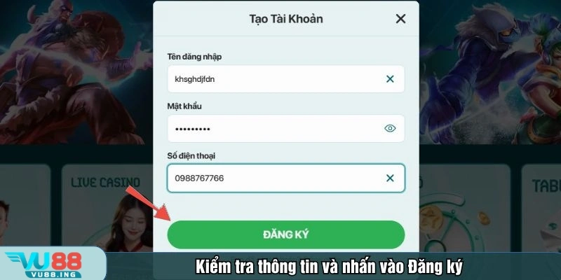 Kiểm tra lại thông tin rồi nhấn vào Đăng ký