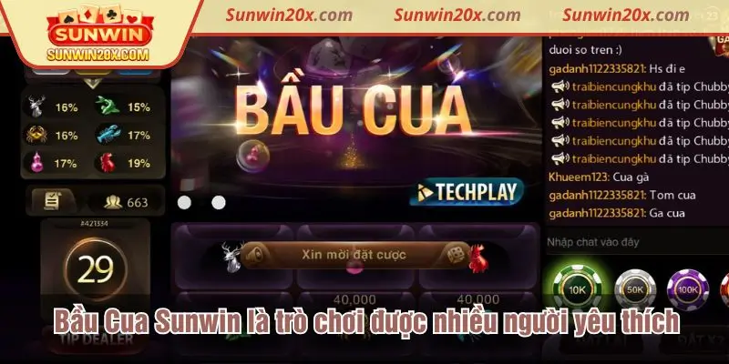 Bầu Cua Sunwin là trò chơi được nhiều người yêu thích