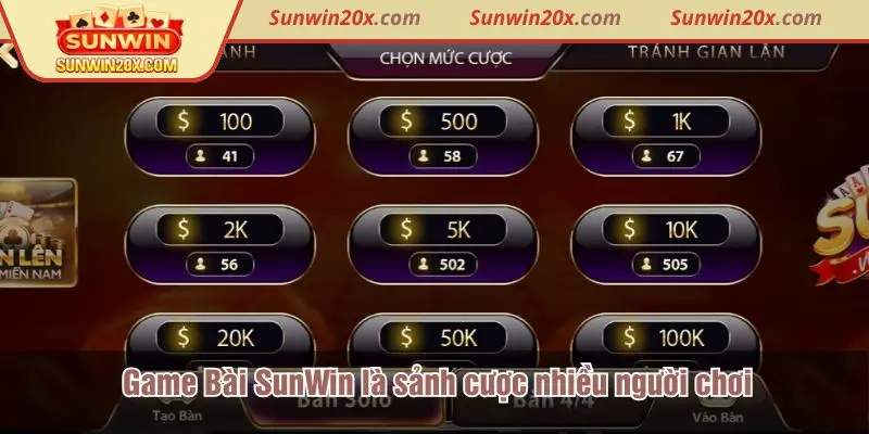 Giới thiệu về sảnh game bài Sunwin