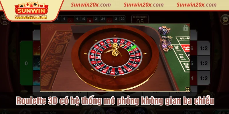 Roulette 3D có hệ thống mô phỏng không gian ba chiều sống động